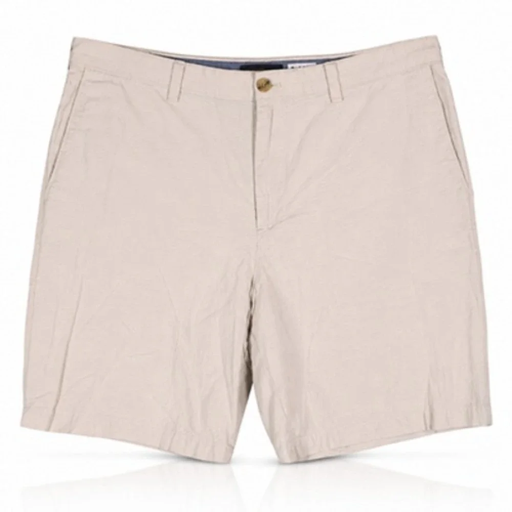 Banana Republic Aiden Shorts Mens 38 Beige Linen Cotton Chino 10 Inseam